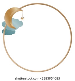 Gold Moon Luna Romantic Synbol Celestial Vintage Gold Silhouette Magic Religion Decoration Winter Christmas New Year