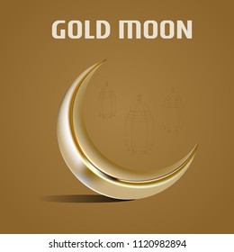 Gold Moon. Vector illustration.