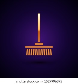 Gold Mop icon isolated on dark blue background. Cleaning service concept.  Vector Illustration