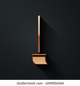 Icono Gold Mop aislado en fondo negro. El concepto de servicio de limpieza. Estilo de sombra largo. Ilustración vectorial