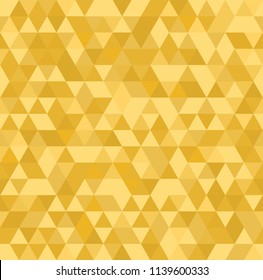 Mosaico dorado abstracto sin fisuras. Patrón triangular amarillo de bajo estilo poly. Ilustración del vector