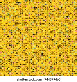 Gold mosaic from dots and circles. Bright pattern. Seamless texture. Abstract vector background for web page, banners backdrop, fabric, home decor, wrapping