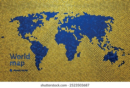 Mosaico de oro Mapa brillante del mundo 