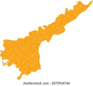 Gold mosaic Map of Andhra Pradesh State. Gold composition for map of Andhra Pradesh State. Vector mosaic of yellow debris fragments.
