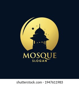 Gold mosque architecture art logo vector