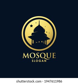 Gold mosque architecture art logo vector