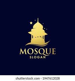 Gold mosque architecture art logo vector
