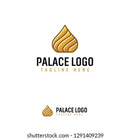 Gold Mosque logo designs, Islamic Dome Palace Logo design vector