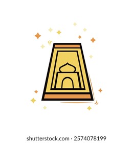 gold mosque pattern prayer mat icon