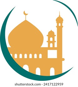 Gold Mosque Silhouette Elements Illustration