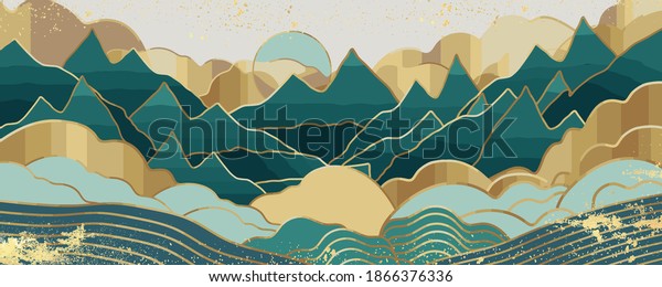Custom made gold mountain abstract wall murals wallpaper design