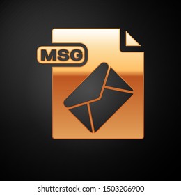 Gold MSG file document. Download msg button icon isolated on black background. MSG file symbol.  Vector Illustration