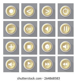 gold multimedia buttons set
