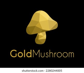 gold mushroom logo template isolated dark background