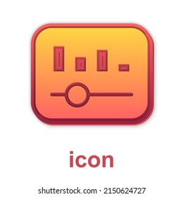 Gold Music equalizer icon isolated on white background. Sound wave. Audio digital equalizer technology, console panel, pulse musical. Vector