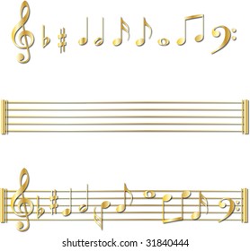 Gold Music Notes