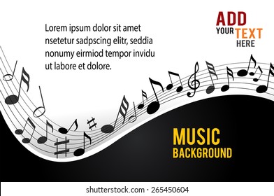 Gold music notes on a solide black background