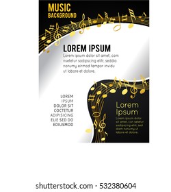 Gold music notes on a solide black background