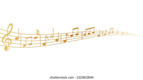 Gold Music Notes Vector Silhouette