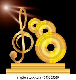 gold musical note with cd concept music