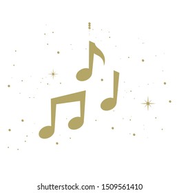 gold musical notes and stars, vector