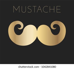 	
Gold mustache isolated on noble dark background.  Cool father's day decorative element. May be used for chat effects. Vector illustration for Your design.
