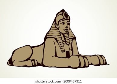 Gold mystic carve idol lion man mask face on white desert sand necropolis text space. Line black hand drawn myth rock god king logo pictogram emblem design in retro artist doodle engrave cartoon style