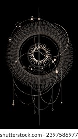  Gold mystical symbol  - visualization of sacred geometry vector templates - vector concept of astral art 
