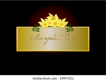 Gold Name Plate with Flowers