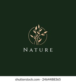 Logotipo de Naturaleza de la hoja de oro