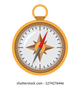 Gold Navigation Compass. Flat Color Icon