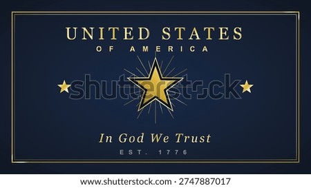 A gold and navy blue vector emblem featuring the United States of America insignia.