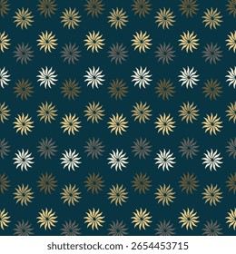 Gold navy floral seamless pattern with classic daisy motifs. Perfect for art and crafts, digital paper, fabric printing, textile printing, packaging, scrapbooking, gift wrap, background and more.
