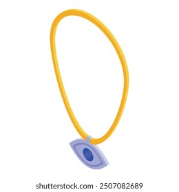Gold necklace with blue evil eye pendant hanging is bringing luck and protection from bad energy
