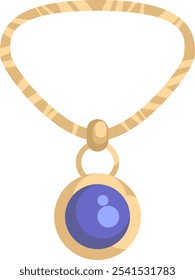 colar de ouro com ícone azul do vetor gem