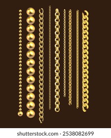 Gold necklace collection vector illustration