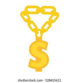 Gold necklace decoration vector.