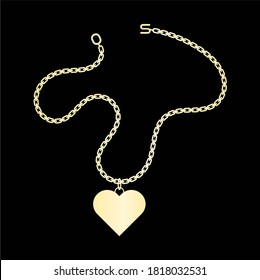 Gold necklace design with heart shaped pendant