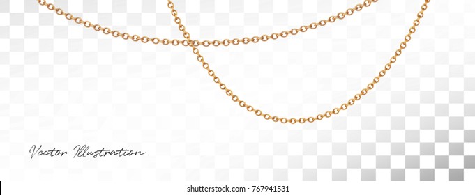 Gold necklace with diamond. Platinum chain with gem. Luxury brilliant jewelry pendant or coulomb on transparent background isolated vector illustration for ads, flyers, wed site sale elements design