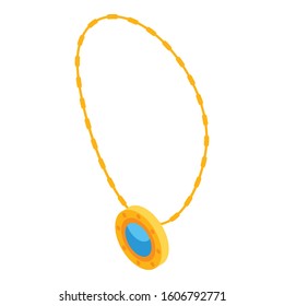 Gold necklace icon. Isometric of gold necklace vector icon for web design isolated on white background