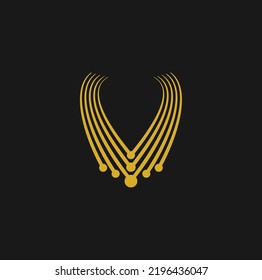 Gold Necklace Logo design. Jewelry icon. Vector Illustration.