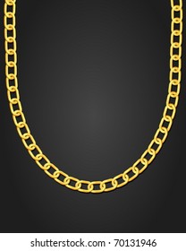 Gold necklace on black background. Vector illustration.