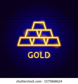 Gold Neon Label. Vector Illustration of Business Promotion.