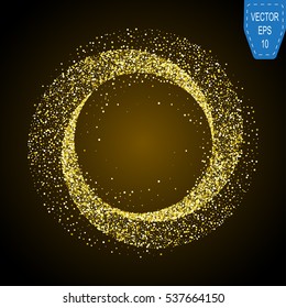 Gold neon magic glowing light. Glow swirl effect wave. Glitter magic sparkle swirl trail on transparent christmas background. 