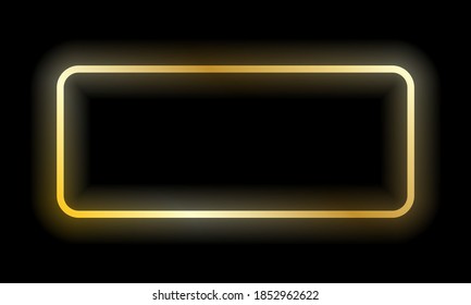 Gold Neon Rectangle. Vector Illustration.