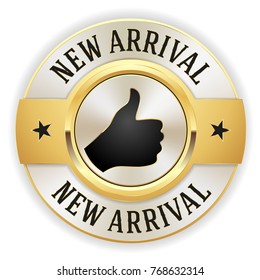 Gold new arrival button / badge with white border