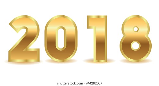 Gold new year 2018 - vector