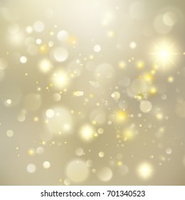 Gold New year Abstract Glitter Defocused Background With Blinking Stars and sparks. Blurred Bokeh. And also includes EPS 10 vector