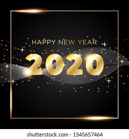 Gold New year banner vector with a black background