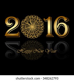 Gold New Year greeting card.